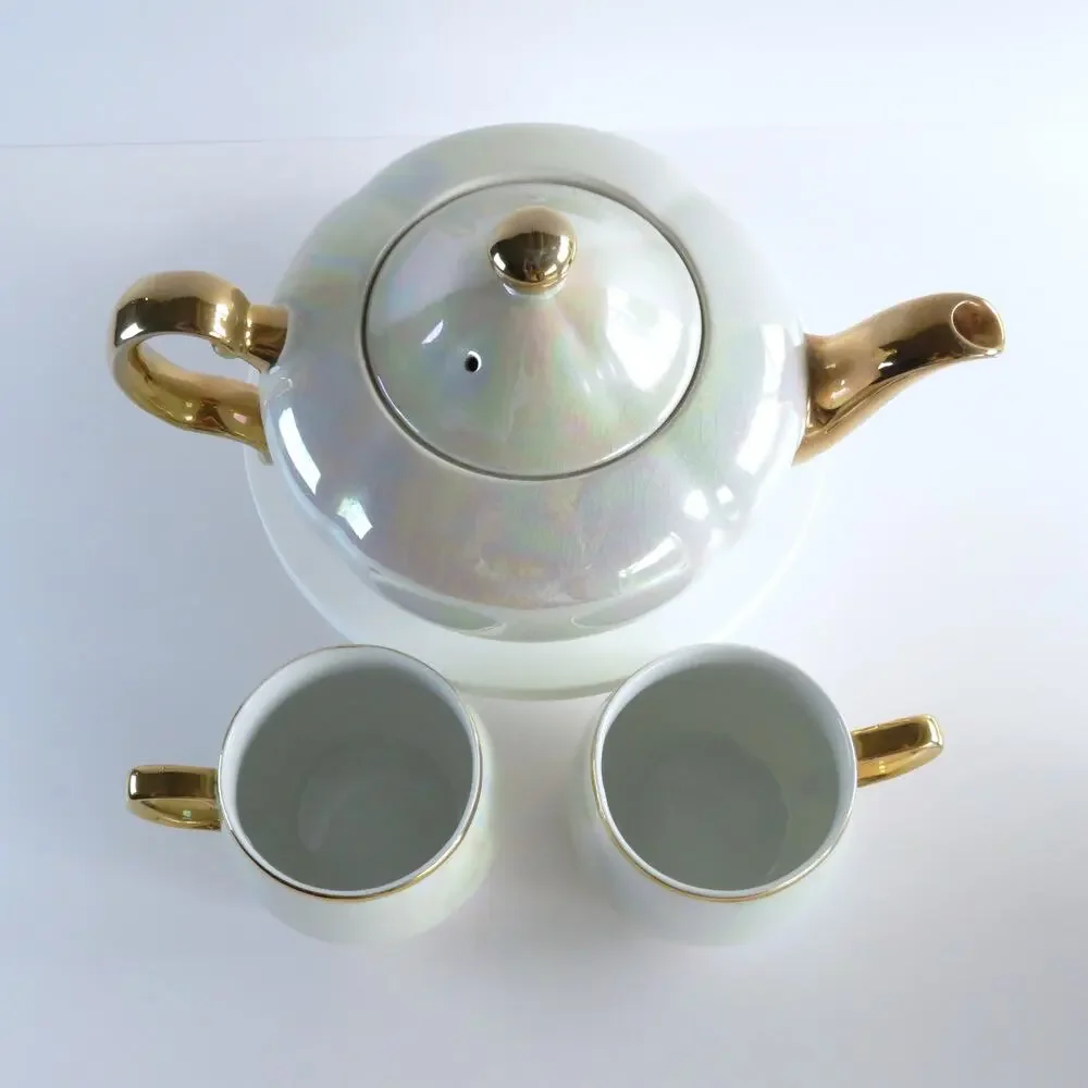 Vintage Ellgreave Heatmaster Teapot, Ditmar Urbach Cups Lusterware Tea Set